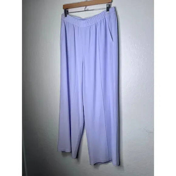 EILEEN FISHER Women Silk Georgette Crepe Wide Leg Pull On Pant Purple Size XL - Picture 4 of 10